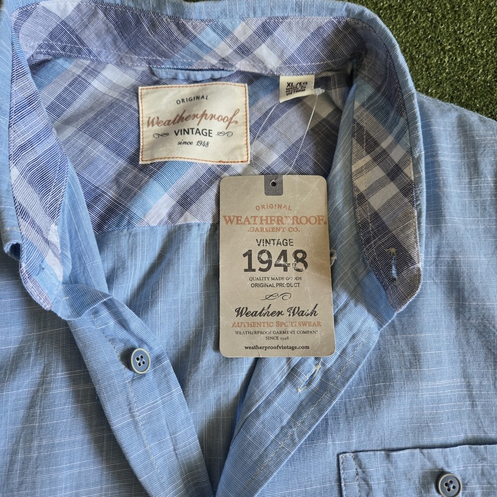 Weatherproof Vintage Men's Short Sleeve‎ Button-Up NWT Blue Size XL - Picture 4 of 12